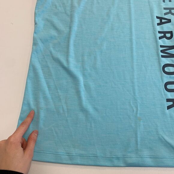 Under Armour Loose Tee Womens M Medium Blue Heatgear Short Sleeve Logo Shirt - Picture 10 of 14